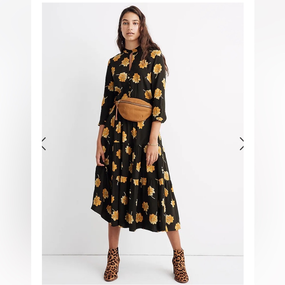 NWT madewell Button-Front Tier Dress in Fall Flowers